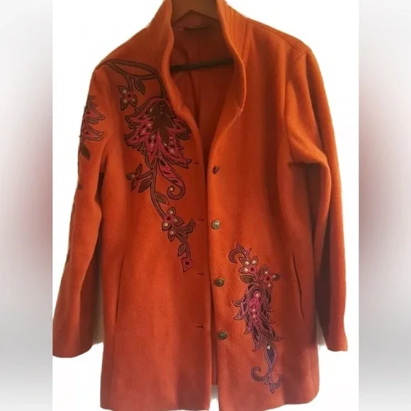 Bob Mackie Wearable Art Coat buttons NWT  1X burnt soft dead stock - Picture 2 of 11